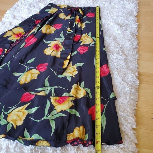 Women's Silk Blend Wrap Maxi Skirt Floral Print Size Medium Hawaiian - Picture 5 of 9